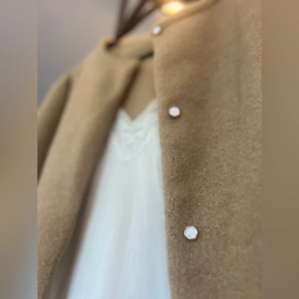 Tan Wool Blend Coat - Picture 3 of 7